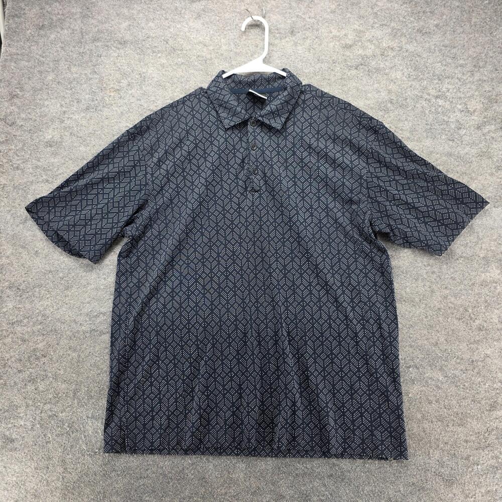 Nike Golf Polo Shirt Mens Large Navy Blue Fit Dry Geometric 347100-414